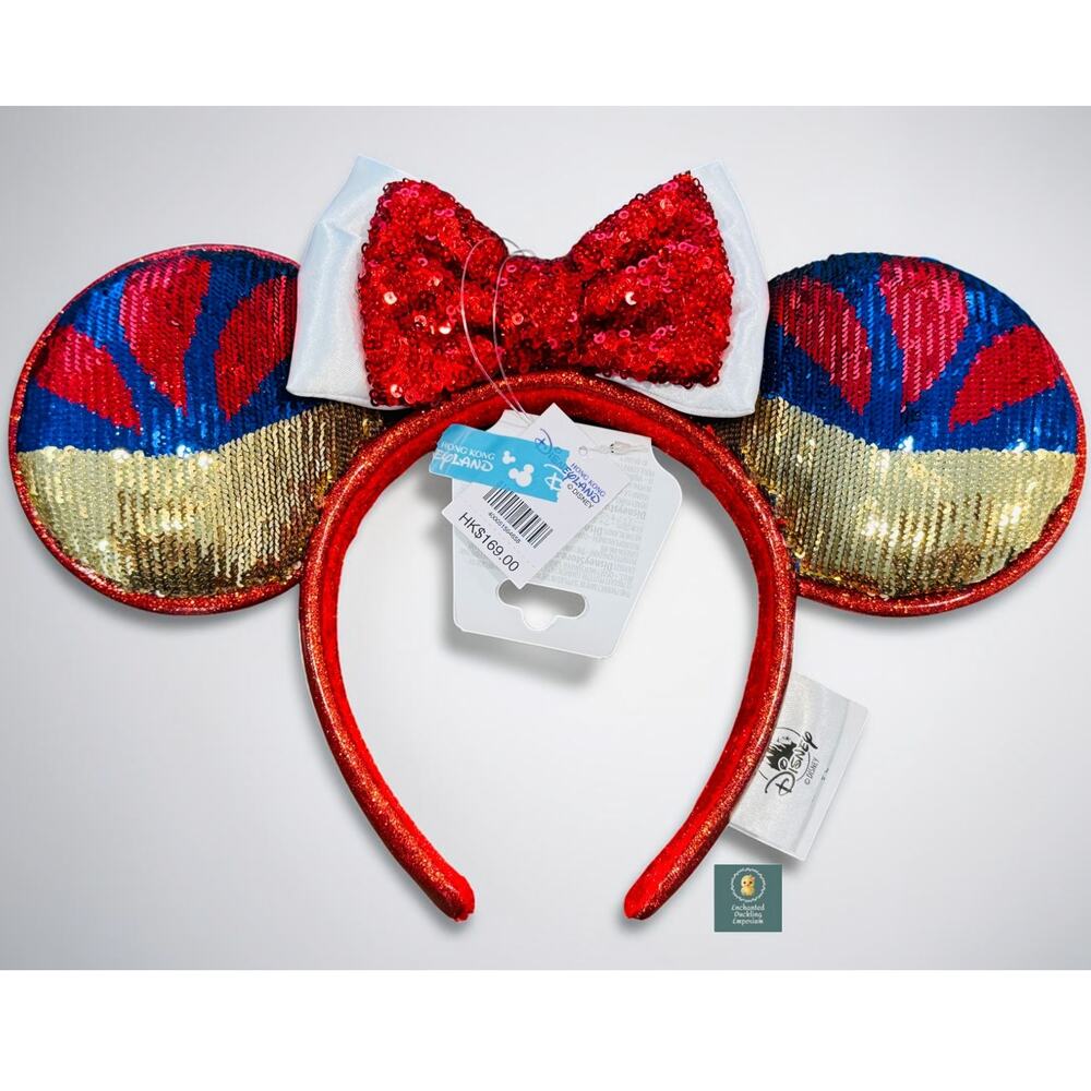 Disney HKDL Snow White Sequin Ears Headband Hong Kong Disneyland NWT
